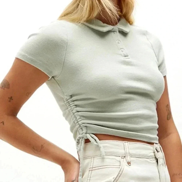 PacSun Tops - Pacsun Shortsleeve Side Tie Collared Quarter Button Tee NWT